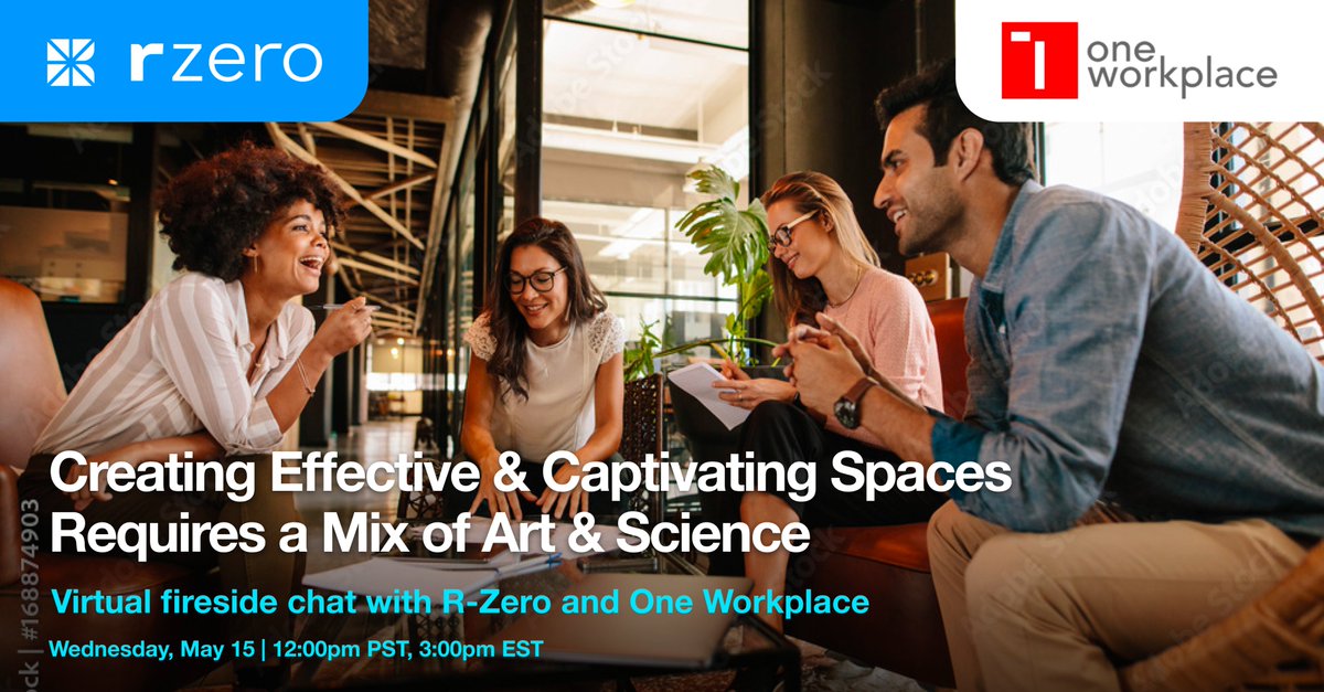 R-Zero (@rzerosystems) on Twitter photo Save your spot: Creating Effective & Captivating #Workspaces Requires a Mix of Art & Science.
Join us on 5/15 for a chat with <a href="/oneworkplace/">One Workplace</a> to explore the synergistic relationship between data and design in creating effective #workplaces. #FutureOfWork
bit.ly/3ye6Yeo Save your spot: Creating Effective & Captivating #Workspaces Requires a Mix of Art & Science.
Join us on 5/15 for a chat with <a href="/oneworkplace/">One Workplace</a> to explore the synergistic relationship between data and design in creating effective #workplaces. #FutureOfWork
bit.ly/3ye6Yeo