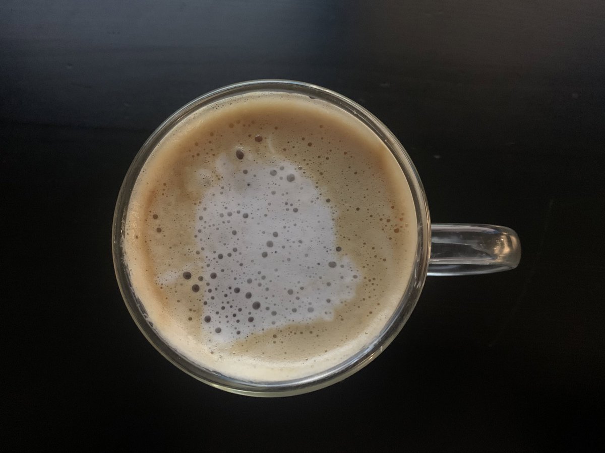 itsybitsybarney's tweet photo. someone please read the subliminal message hidden in my coffee foam and tell me if everything’s gonna be okay in the end https://t.co/pf0h3ZJR2p