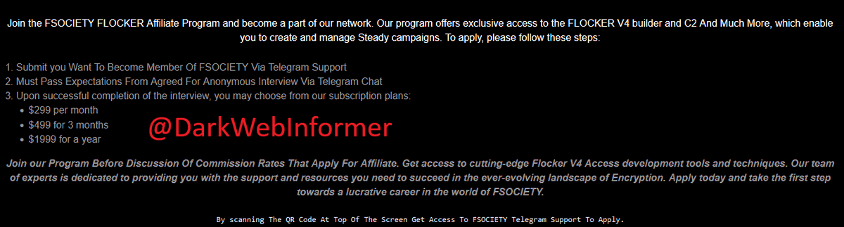 ⚠️#Ransomware⚠️New Ransomware group FSociety has claimed: #Coinmoma, #RutgersUniversity, #SBCGlobal, #Bitfinex. Also posted a screenshot of how to become an affiliate.

#DarkWebInformer #DarkWeb #Cybersecurity #Cyberattack #Cybercrime #Malware #Infosec #CTI
