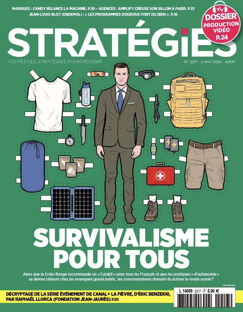 Lecture pour ce week-end [pour s'occuper dans son bunker] : en Une de <a href="/Strategies/">Strategies</a>, grosse trend autour du survivalisme, sur les réseaux et à la sortie du boulot 🏕️ La vision de <a href="/jeanbourgeois_/">Jean-Baptiste Bourgeois</a> dans ce dossier rédigé par <a href="/DelphineLeGoff1/">Delphine Le Goff</a> &amp; <a href="/McRoyet/">Marie-Caroline Royet</a> 
strategies.fr/actualites/mar…