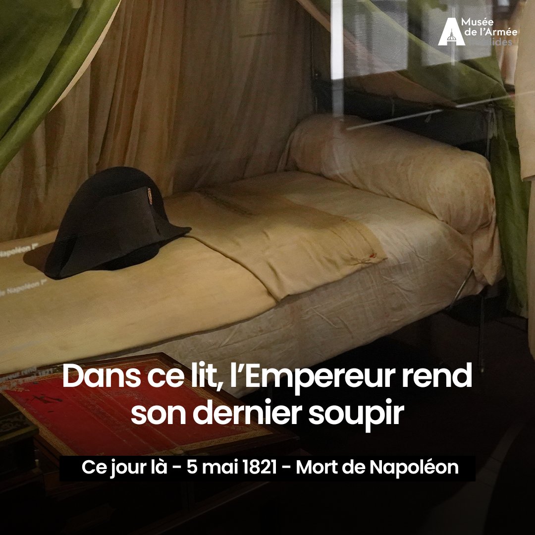 [#Cejourla] Le 5 mai 1821, #Napoléon Bonaparte rend son dernier soupir dans ce lit de campagne, exposé au musée de l’Armée.

Prisonnier des Anglais à Sainte-Hélène depuis 1815, Napoléon s’affaiblit d'année en année. Dans les derniers mois, ses souffrances sont terribles.