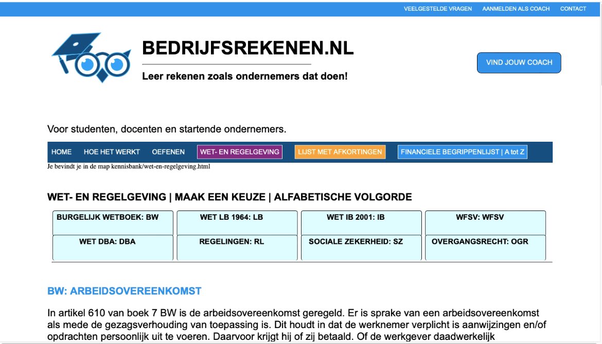 De laatste #afbeelding van de pagina #wet-en #regelgeving in de nieuwe #huisstijl met het #logo van de wijze #uil. Zo ziet het er nu uit en wordt later gebruikt bij het #ondernemerschap. #bedrijfsrekenen Kies eenvoudig voor een bepaalde wet of regel met behulp van de tabbladen.