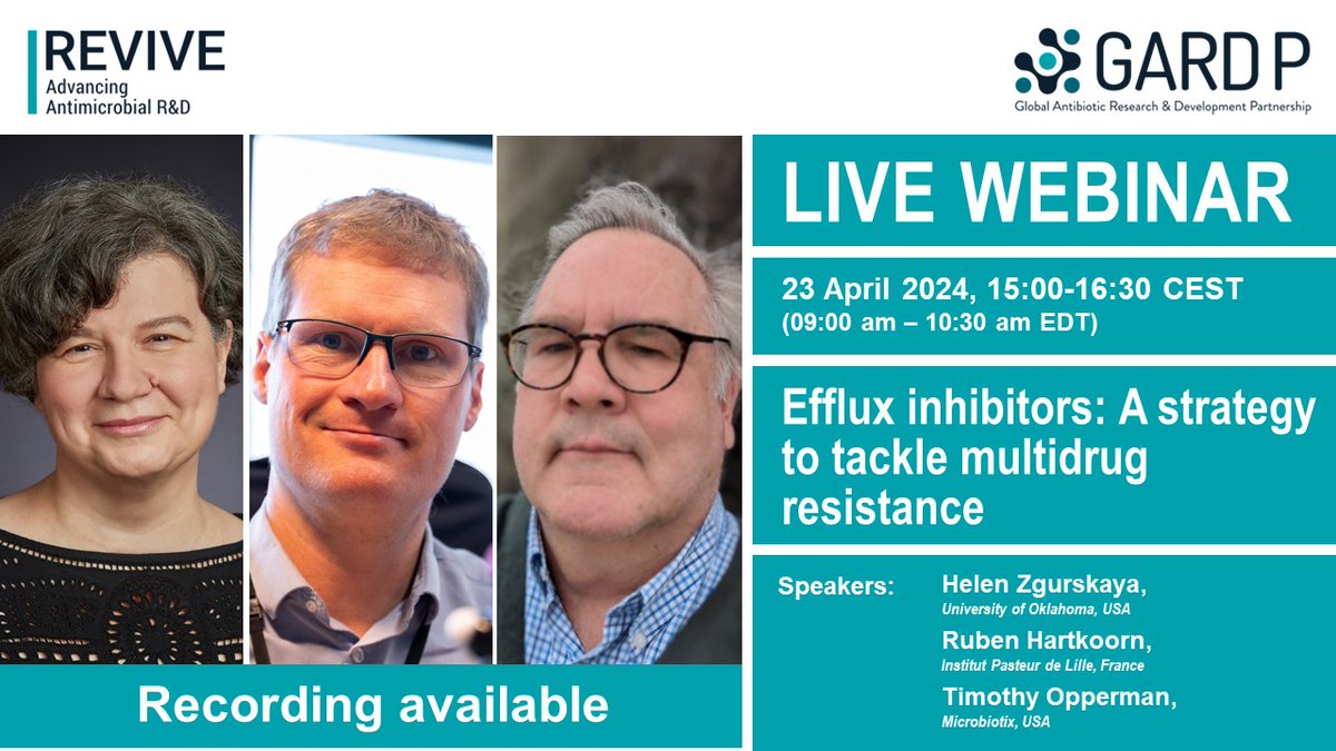 Find out how inhibiting bacterial efflux could be a strategy to tackle multi-drug resistance. Watch the recording of the recent REVIVE webinar👉revive.gardp.org/efflux-inhibit… #AMR #drugdiscovery