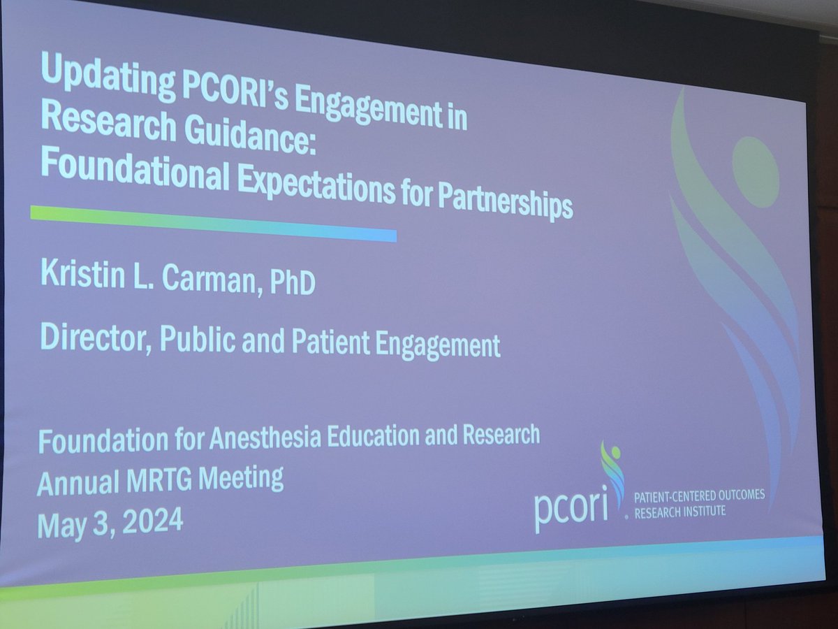 Next up, Dr. Kristin Carman with @PCORI shares insights into PCORI and engagement in research guidance! So grateful to have Dr. Carman joining us today and sharing her knowledge! #MRTGMeeting2024 #Research