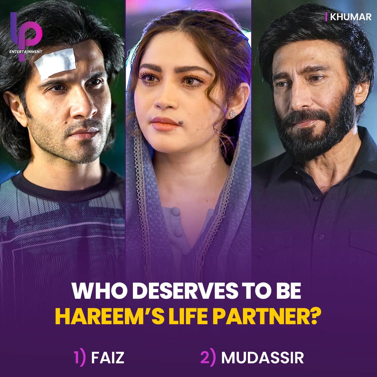 Khumar is just 2 episodes left! 
Who you think Hareem should choose as her life partner? 
Faiz or Mudassir? 

Watch Khumar's all important episode tonight at 8 pm only on Geo Entertainment TV. 

#FerozeKhan #AijazAslam #LPEntertainment #NeelamMuneer #PakistaniDramas