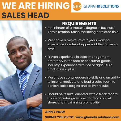 ghanahrsolution's tweet photo. HIRING!!! HIRING!!! HIRING!!!

Head of Sales needed for immediate employment in the agricultural or food processing industry.

Like and re-share to help someone who might be interested https://t.co/dM7JfeAzdI