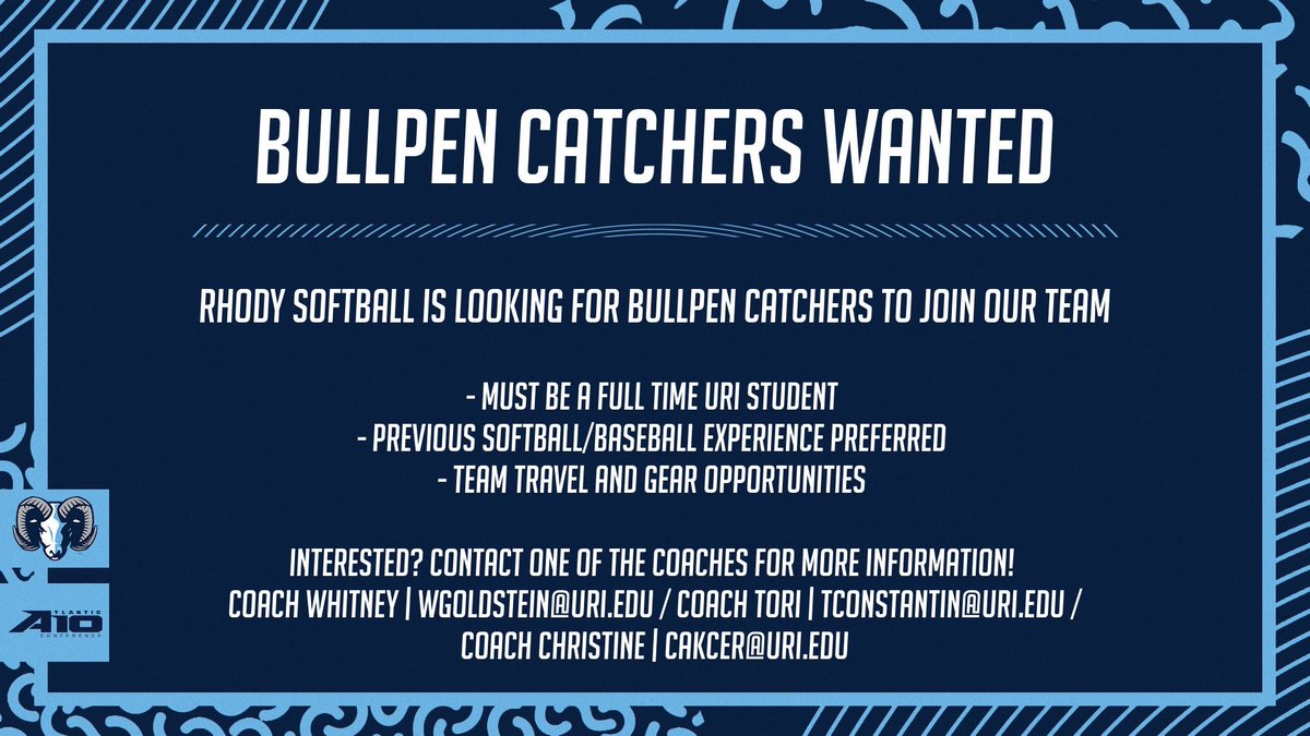 Bullpen Catchers WANTED for the 24-25 season! 🐏🥎 Inquire today!