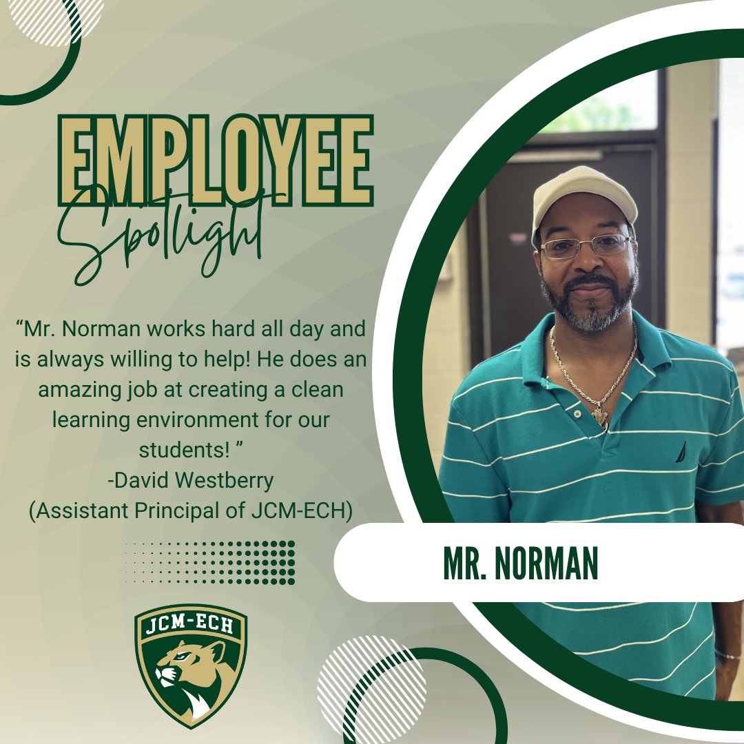 This week’s #EmployeeSpotlight goes out to one of our Support Staff—Mr. Norman! We are thankful for your strong work ethic and the care you put into keeping our building clean! #ECHfamily #BestInTheWest