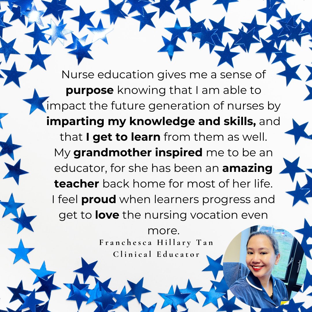 Wow Franchesca- how lovely to have been inspired by your grandmother to become a clinical educator.  The responsibility of preparing & teaching the future generation of nurses is huge but not bigger than your passion & commitment. Thank you 😍😍😍
@FrimleyHealth @clinedFHFT