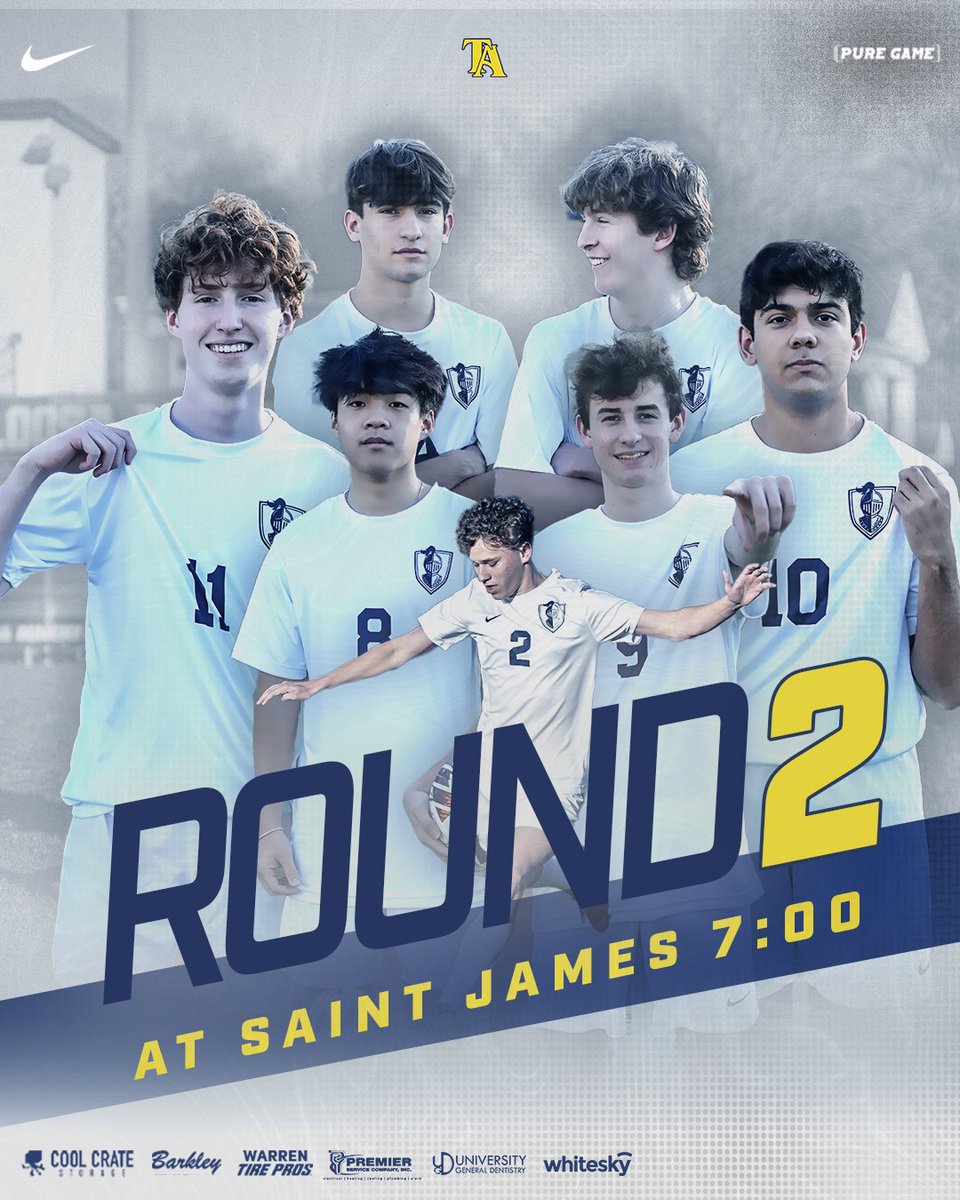 ⚽️𝗧𝗔 𝗠𝗔𝗧𝗖𝗛 𝗗𝗔𝗬⚽️ Knights will take on Saint James in Round 2 of playoffs tonight in Montgomery. Kickoff is at 7pm. Wish them luck! #GoKnights #TuscaloosaAcademy