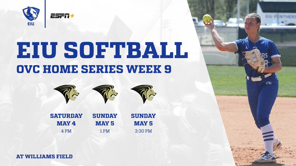 The @EIU_Softball team hosts Lindenwood this weekend for its Senior Weekend Series Games on Saturday and Sunday Live Stats & ESPN+ coverage for all three games Panthers to honor six seniors following Saturday's 4 pm game Preview 🥎👀⬇️ eiupanthers.com/news/2024/5/3/…