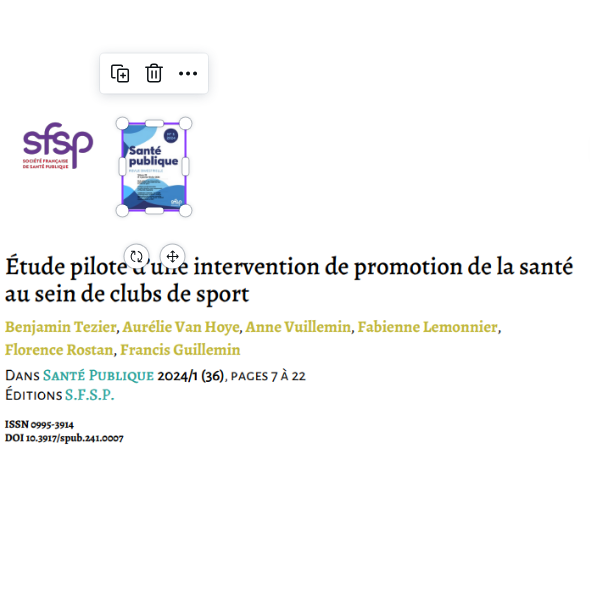 Étude pilote d’une intervention de promotion de la santé au sein de clubs de sport
pratiquesensante.odoo.com/blog/etudes-5/…

#promotiondelasanté #promotiondelasante #prévention #prevention #pratiquesensanté #medicosocial #essms #médicosocial #pratiquesensante #danieloberlé #danielberle