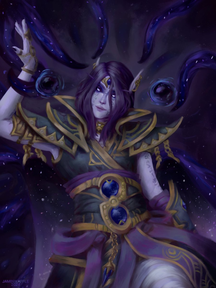 Fan art of World of Warcraft character for #TheWarWithin.

Xal'atath, Harbringer of the Void.