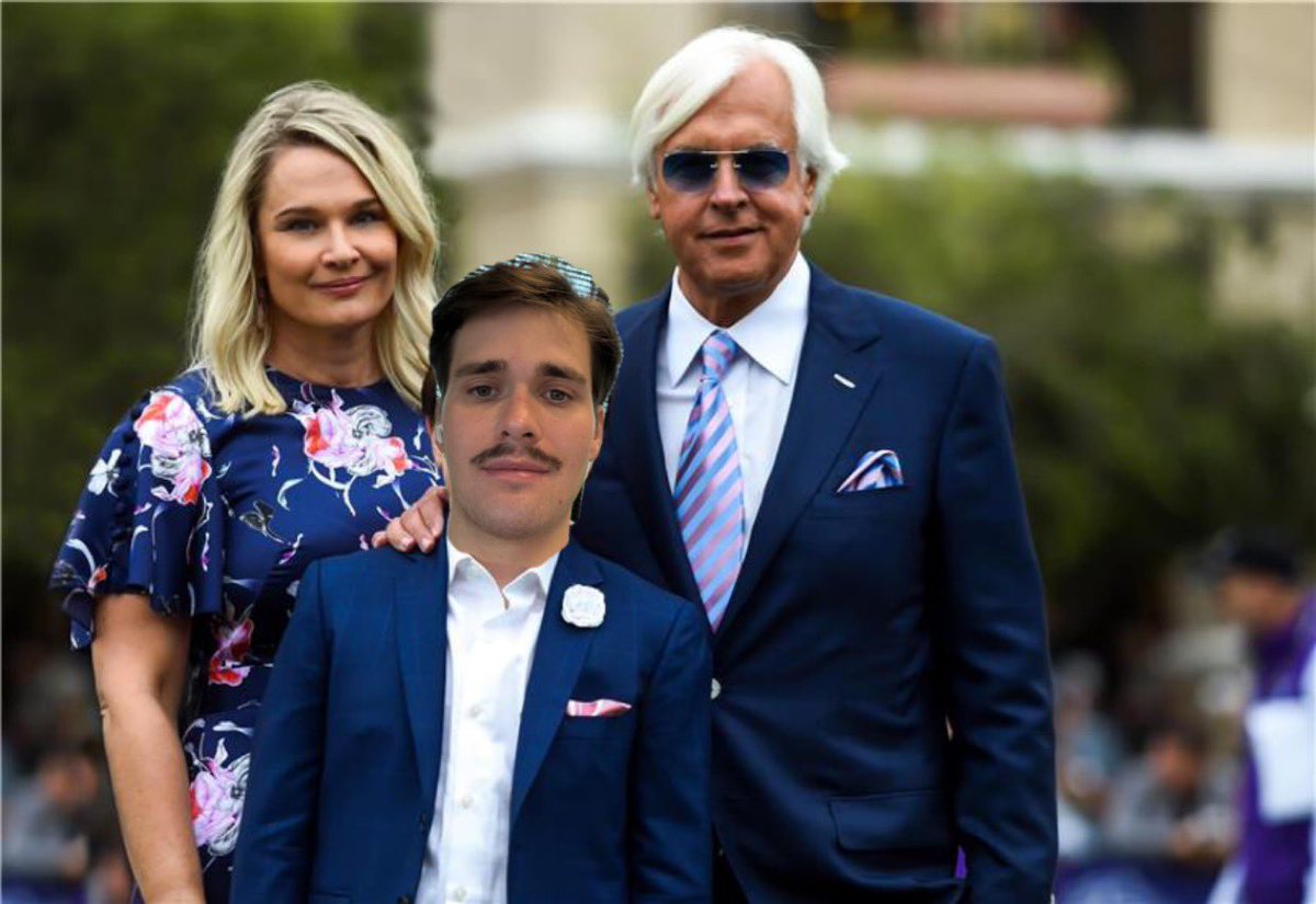 Family pic with mom and dad, we won’t be watching the derby on Saturday, too busy training for the Preakness #baffert #inthelab