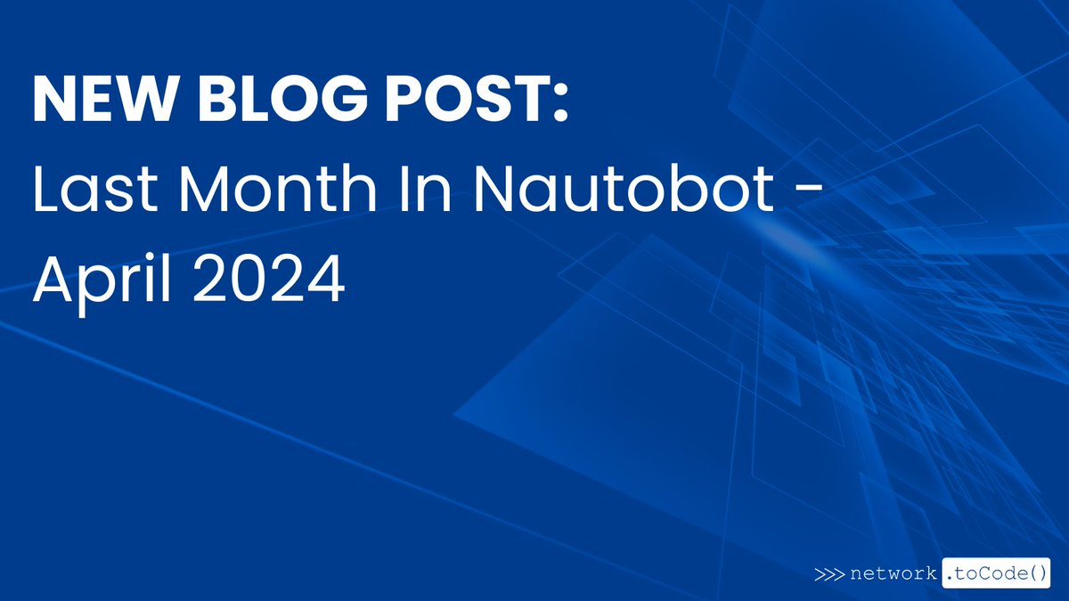 [NEW BLOG] Last Month in Nautobot - April 2024 - This monthly blog post is our way of celebrating the accomplishments and contributions of our Nautobot community members! hubs.ly/Q02w0mRm0 Join us on the NTC Slack #Nautobot channel! hubs.ly/Q02w0qjm0 🤖