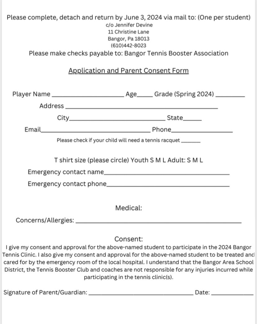 Youth summer clinic information and registration.