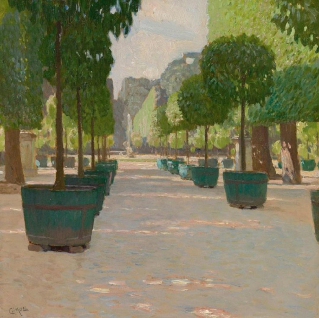 Carl Moll's painting from 1910 depicts the gardens of the Schönbrunn Palace, the main summer residence of the Habsburg rulers, in Hietzing, Vienna. Moll's friend Gustav Klimt had breakfast each morning at the 'Meierei' in the middle of the palace park.