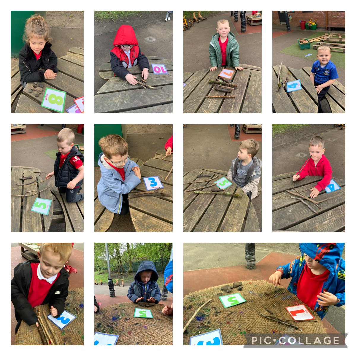 Pupils in Reception enjoyed working outdoors during their Maths lesson. They collect natural objects to help with number recognition and counting 🪵🌱🌺 @NantYParcSchool
