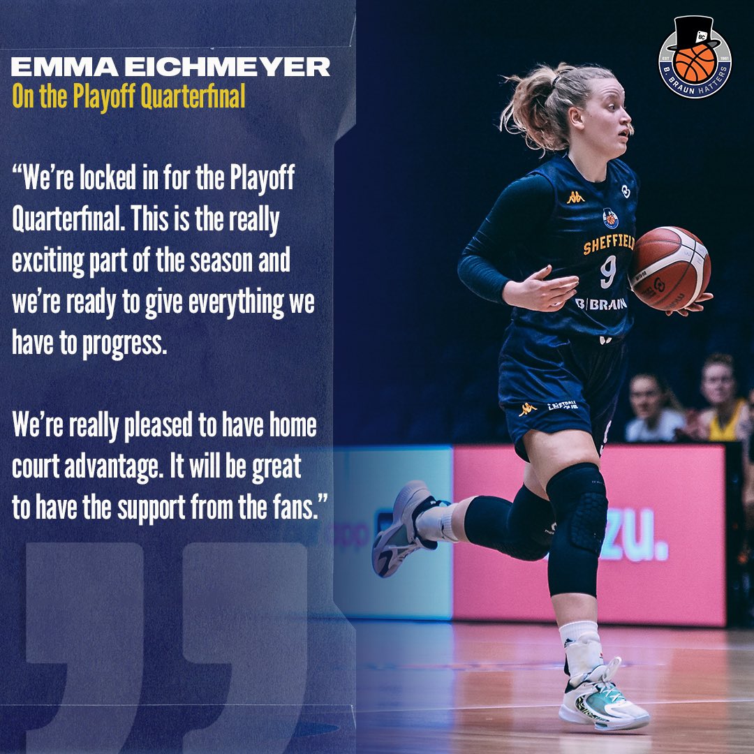 🗣️ Emma on the Playoff Quarterfinals Sunday 5th May - Canon Medical Arena 🎟️ Get your tickets now app.fanbaseclub.com/Fan/Tickets/Se… *tip-off time to be confirmed