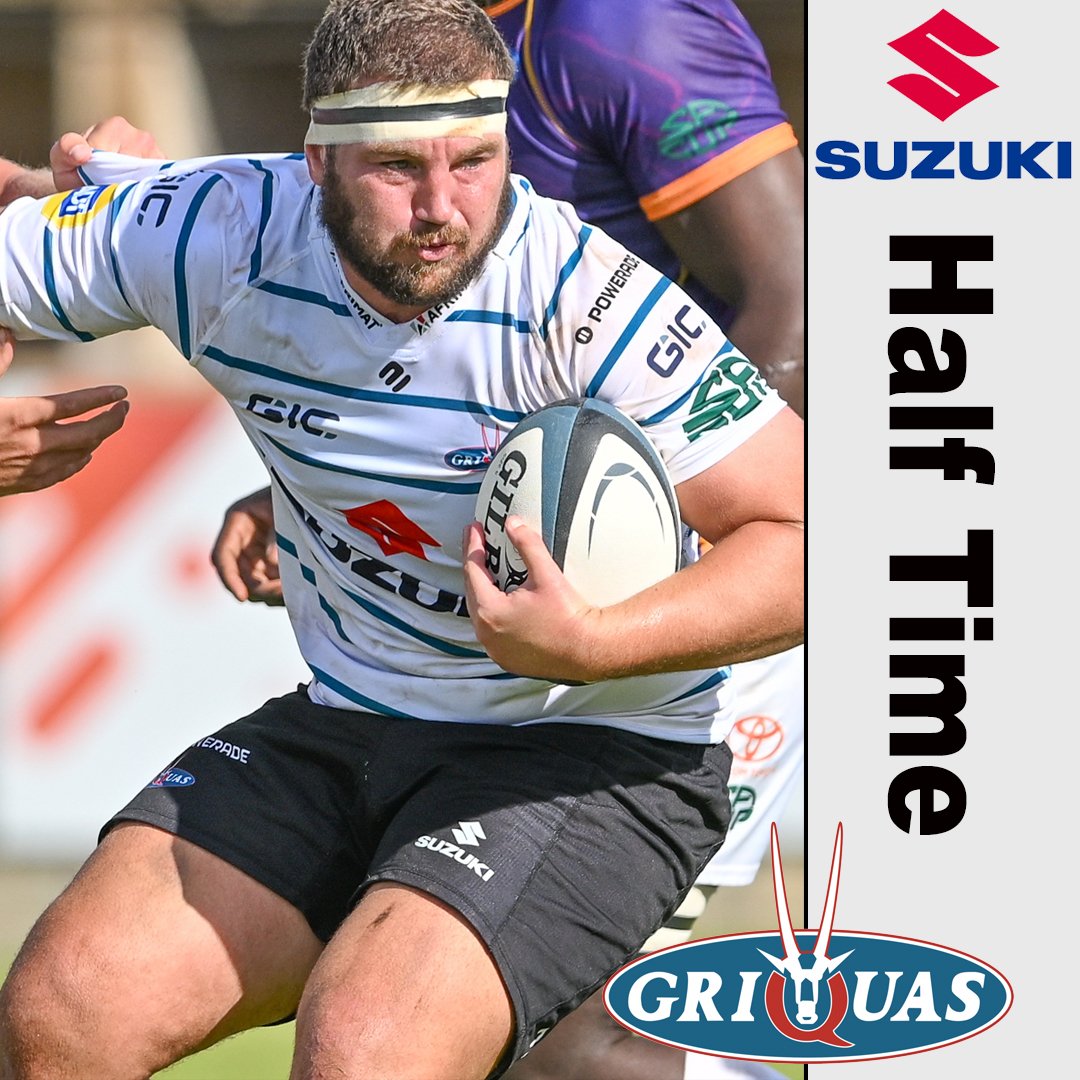 🔵 Half Time

Suzuki Griquas 10 - 15 Pumas

Points Scored First Half

Pen. George Whitehead

Try. Pumas
Conv.

Pen. Pumas

Pen. Pumas

Pen. Pumas

Try. Thabo Ndimande
Conv. George Whitehead

#letsplayrugby #sacup #suzukigriquas #experiencenortherncape #somuchmoretofeel