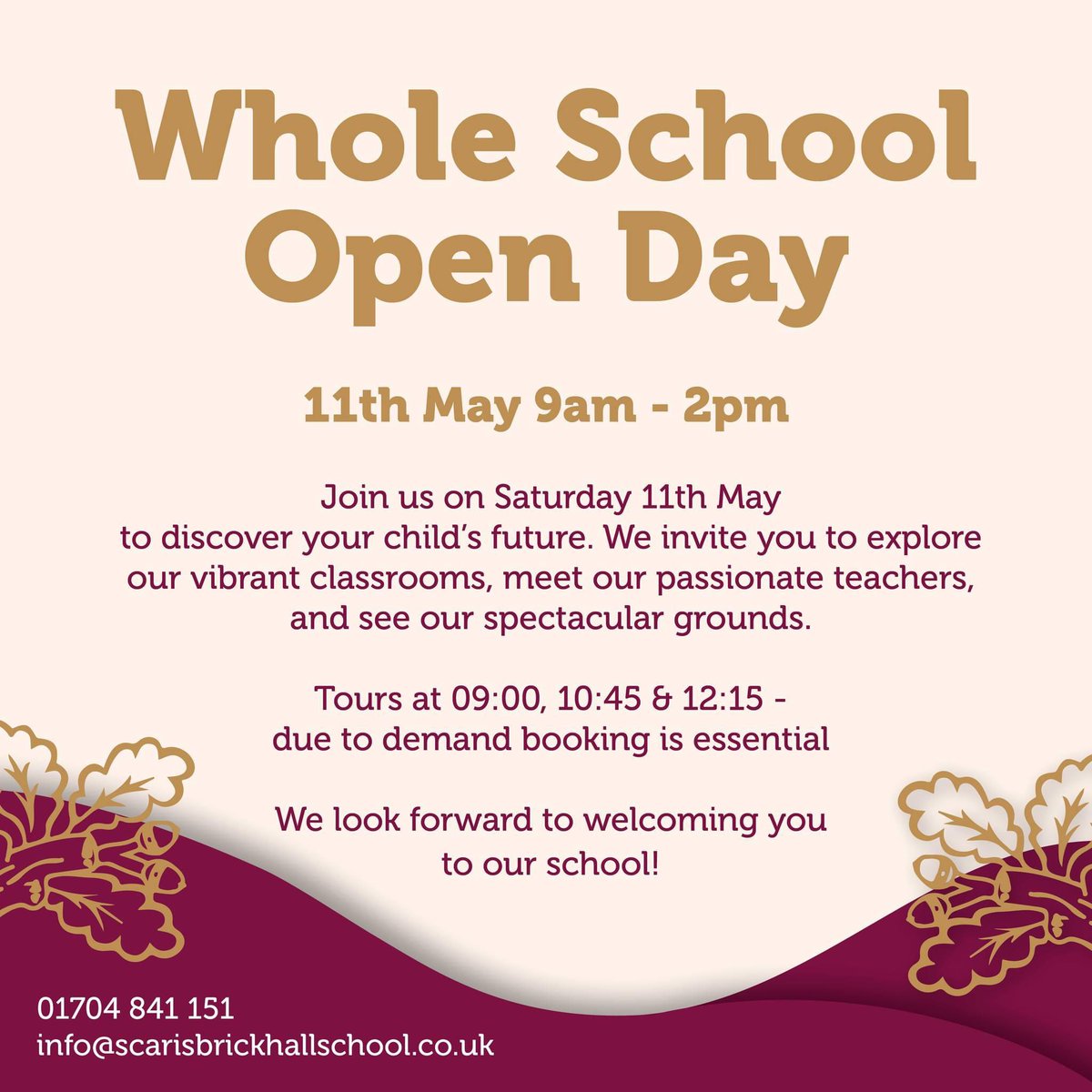 Join us on Saturday 11th May to discover your child’s future. We invite you to explore our vibrant classrooms, meet our passionate teachers, and see our spectacular grounds. Tours at 09:00, 10:45 & 12:15 - due to demand booking is essential Booking link: trybooking.com/uk/events/land…?