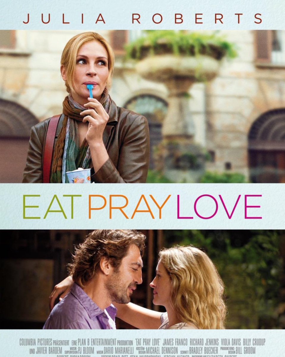 Available on Netflix 
A married woman realizes how unhappy her marriage really is, and that her life needs to go in a different direction. After a painful divorce, she takes off on a round-the-world journey to 'find herself'.
#eatpraylove #juliaroberts #biography #drama #romance