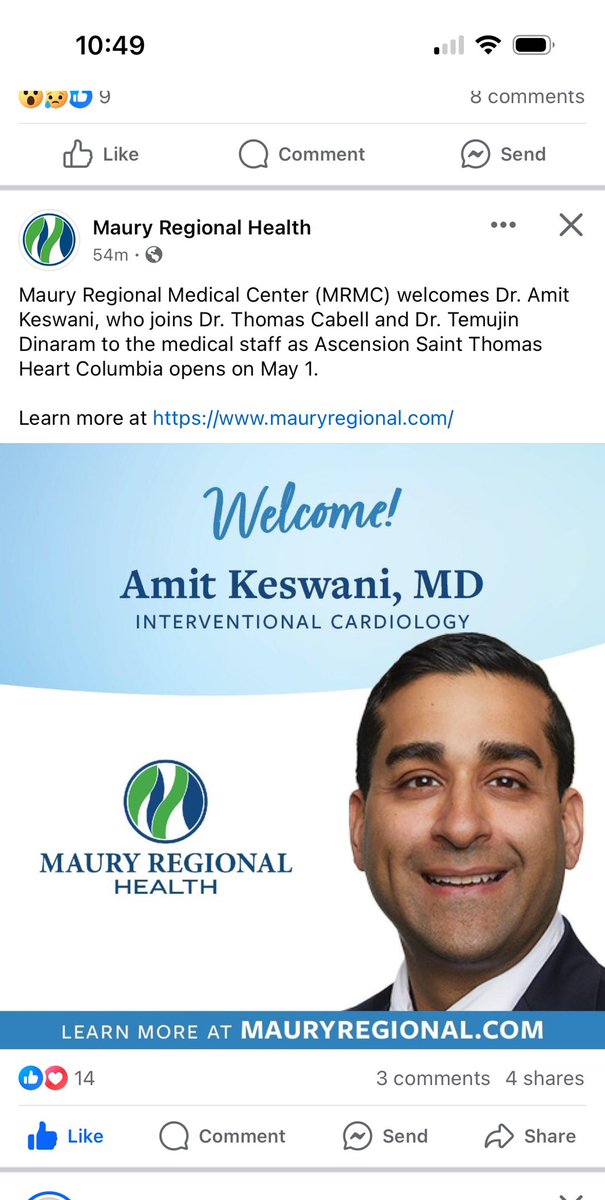 I am humbled by the outpouring of love with the recent announcement 3) i am excited about being able to deliver care @MauryRegional again and serve a significantly underserved patient population which still has limited access to healthcare (despite it being quite good)