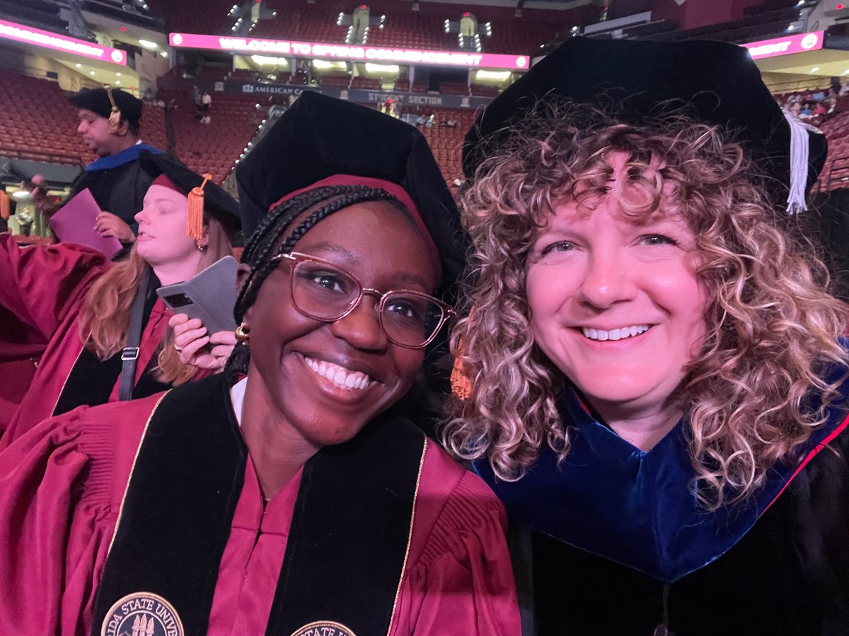 Today is my last day as faculty at FSU. I can’t imagine a better way to celebrate my 14yrs here than hooding @cyn_norris. Dr. Norris was my first lab coordinator, helping me lead my first grant. I was so honored she decided to do her PhD w me and now she bookends my time at FSU