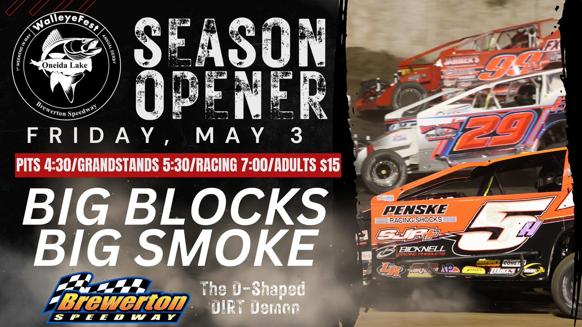 Friday night means our Super DIRTcar Series stars will be in action around the region! @AS_Speedway enters their 3rd week of action, while @brewertonspdway kicks off their 2024 season!