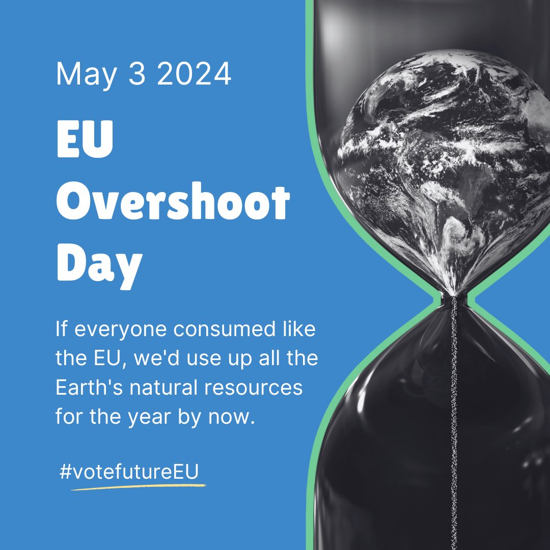 ClimateEurope's tweet photo. 🌍 125 days into 2024, and we have already reached the EU's #OvershootDay.
👉 That is why we, together with more than 300 civil society organisations, urge the EU leaders to tackle the nature, climate and pollution crises.
➡️ https://t.co/prxFhvALea
#votefutureEU https://t.co/BMLueFZn8I