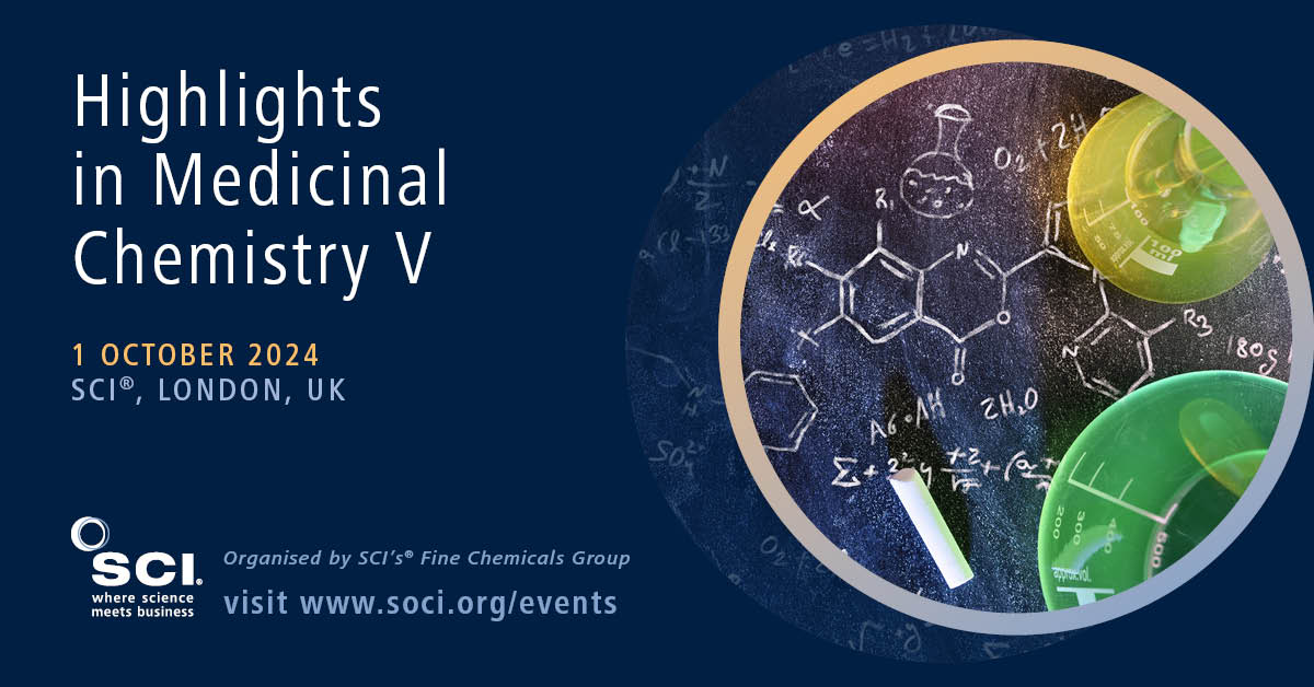 📢 Register now: Early bird ends 3 September! okt.to/H4yJqD This meeting aims to showcase vignettes of modern medicinal chemistry to bring new thinking to the subject, challenge perceptions and encourage scientific interaction between researchers. #SCI_Highlights24