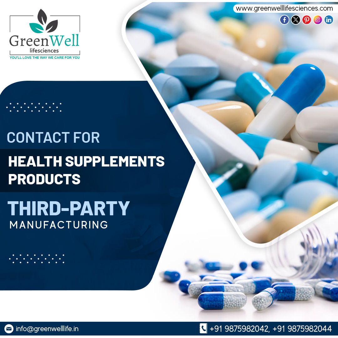 CONTACT FOR HEALTH SUPPLEMENT PRODUCTS THIRD-PARTY MANUFACTURING
#Greenwelllifesciences #Nutraceutical #Nutraceuticalmanufacturers #ThirdPartyManufacturing #thirdparty #pcdthirdparty #PCD #PCDPharma #PCDPharmacompany #Pharmacompanymohali #pcdfranchise #pharmacy #pharma #PCDPharma