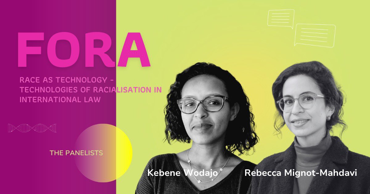 The 🥇 fora topic of #ESIL2024Vilnius is “Race as Technology / Technologies of Racialisation in International Law”.   We are delighted to discuss this topic with Kebene Wodajo, Rebecca Mignot-Mahdavi(@RMignotMahdavi) and Vesna Crnic Grotic.   Info:rb.gy/nc7vn4