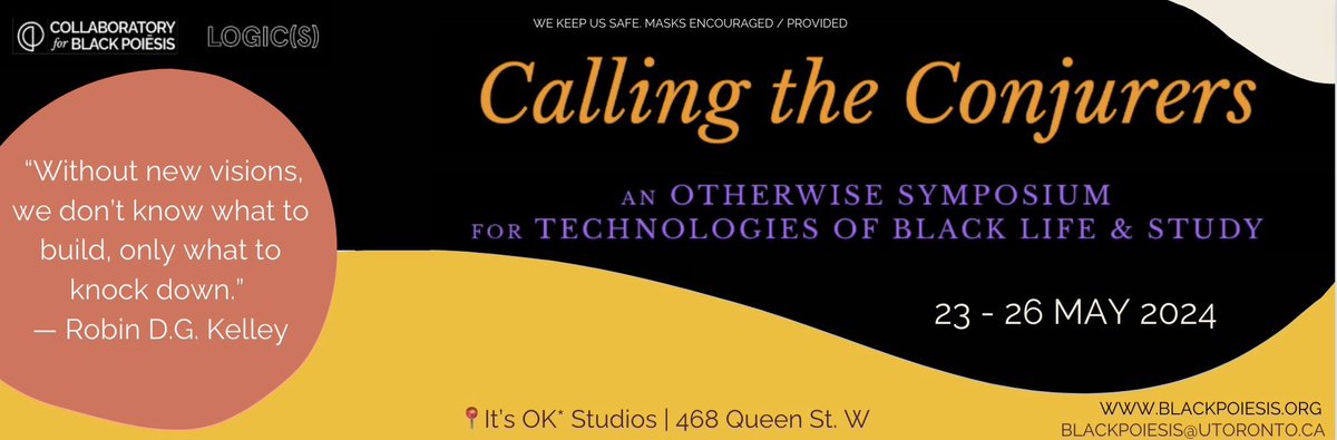 🔮 Calling the Conjurers: An Otherwise Symposium for Technologies of Black Life & Study 📅MAY 23rd - MAY 26th  📍It’s OK* Studios, Tkaronto 🔗 LINK IN BIO for tickets to symposium, to opening concert benefit, full programme, and other details. Join us in the conjuring 💜