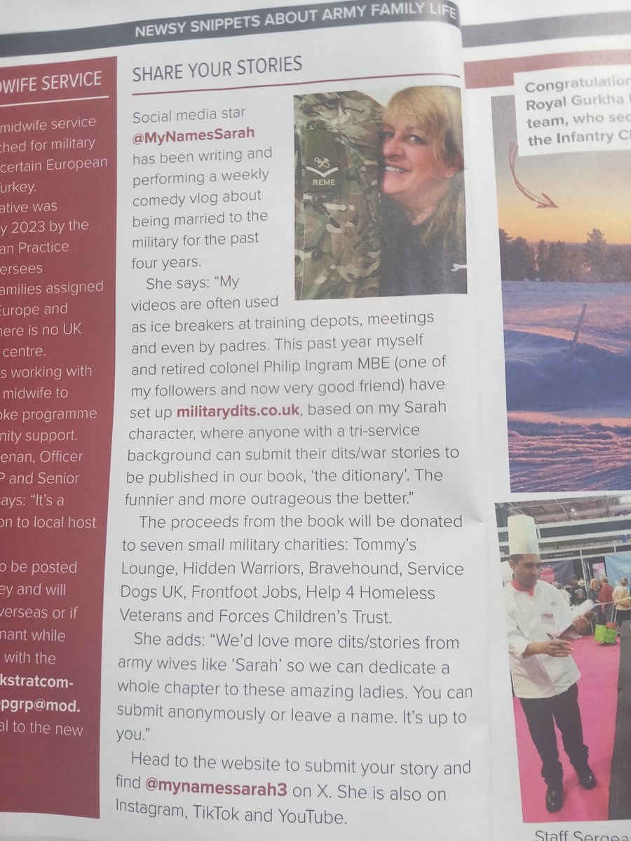 #miltwitter Featuring in @ArmyandYou this month. A call for army/navy/raf wives and husband's out there to submit your dits. We know you have the best ones. #theditionary #militaryspouse @BritishArmy @RoyalNavy @StnCdr_RAFLuton @BFBSRadioHQ @PhilipIngMBE