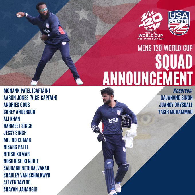 USA Team squad for T20 World Cup 2024