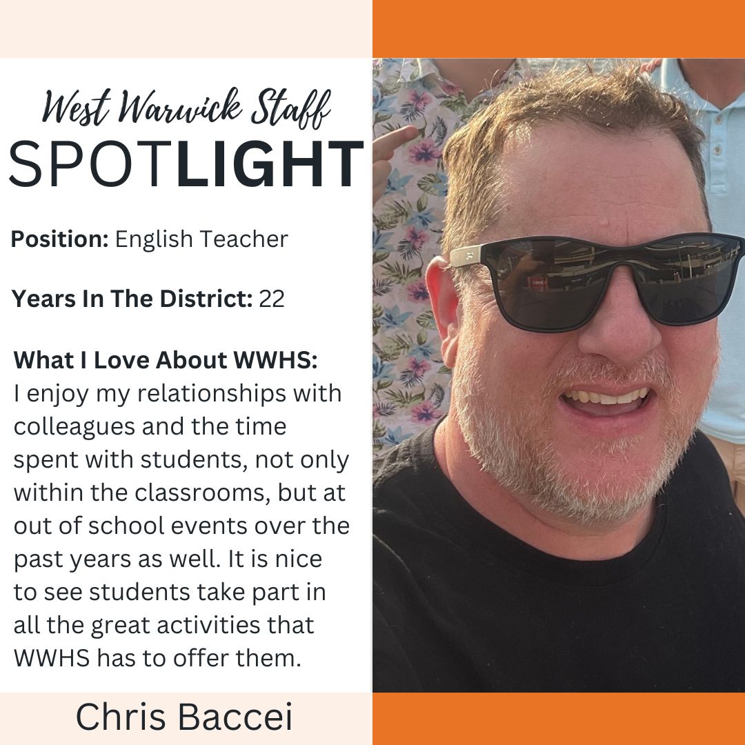 Congratulations to Mr. Baccei who was nominated as this week's WWHS Staff Spotlight! A fun fact about Mr. Baccei is that he worked with a talking cow in Atlanta, Georgia, during the '96 Olympics! Thank you Mr. Baccei for all that you do at WWHS! #WizardPride #WWHS #WWHSWizards