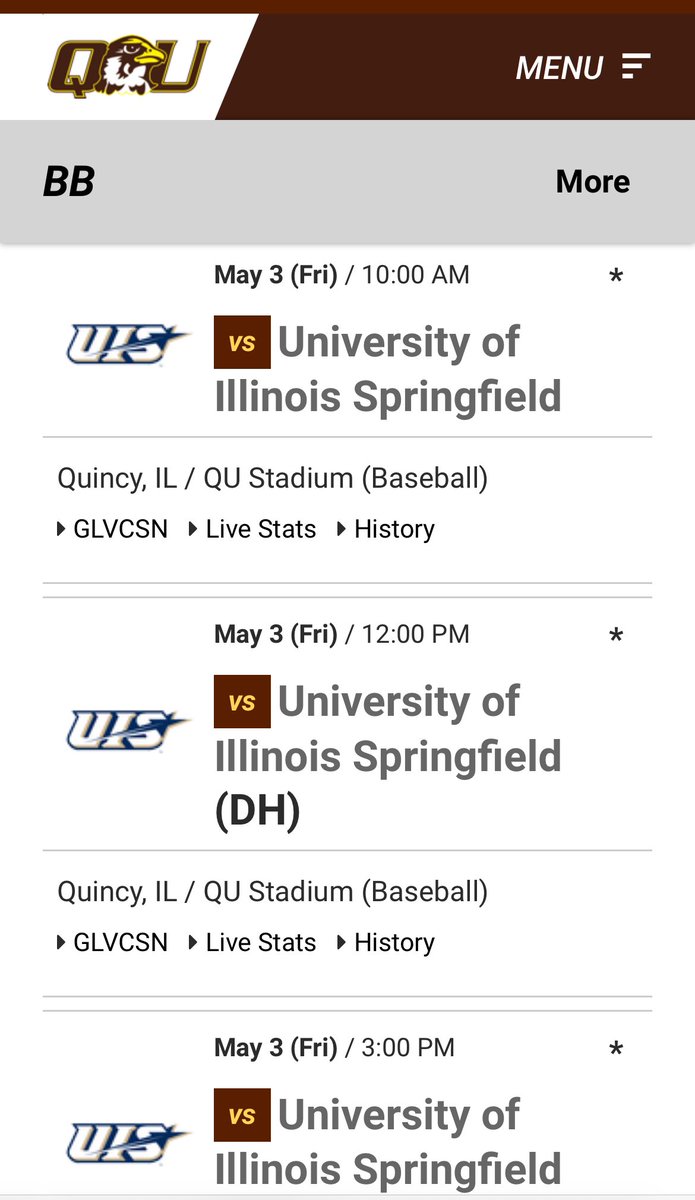 Good morning #D2Baseball fans! With yesterday’s game suspended in the 5th inning moved to today and today’s scheduled doubleheader, we’re going to have a TRIPLE HEADER between <a href="/Baseball_UIS/">UIS Baseball</a> and <a href="/QUHawksBaseball/">Quincy University Baseball</a>

#D2Baseball