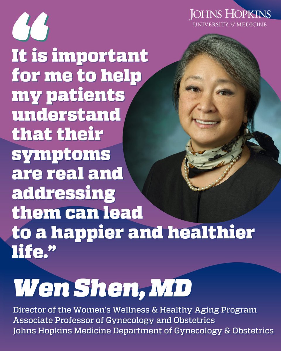 Johns Hopkins Giving (@hopkinsgiving) on Twitter photo Dr. Wen Shen was inspired to specialize in menopause by her strong mother's struggles through her menopause transition. With <a href="/HopkinsMedicine/">Johns Hopkins Medicine</a>, Dr. Shen educates her patients, other physicians, and future physicians on women’s post-reproductive health. #FacultyFriday #WomensHealth Dr. Wen Shen was inspired to specialize in menopause by her strong mother's struggles through her menopause transition. With <a href="/HopkinsMedicine/">Johns Hopkins Medicine</a>, Dr. Shen educates her patients, other physicians, and future physicians on women’s post-reproductive health. #FacultyFriday #WomensHealth