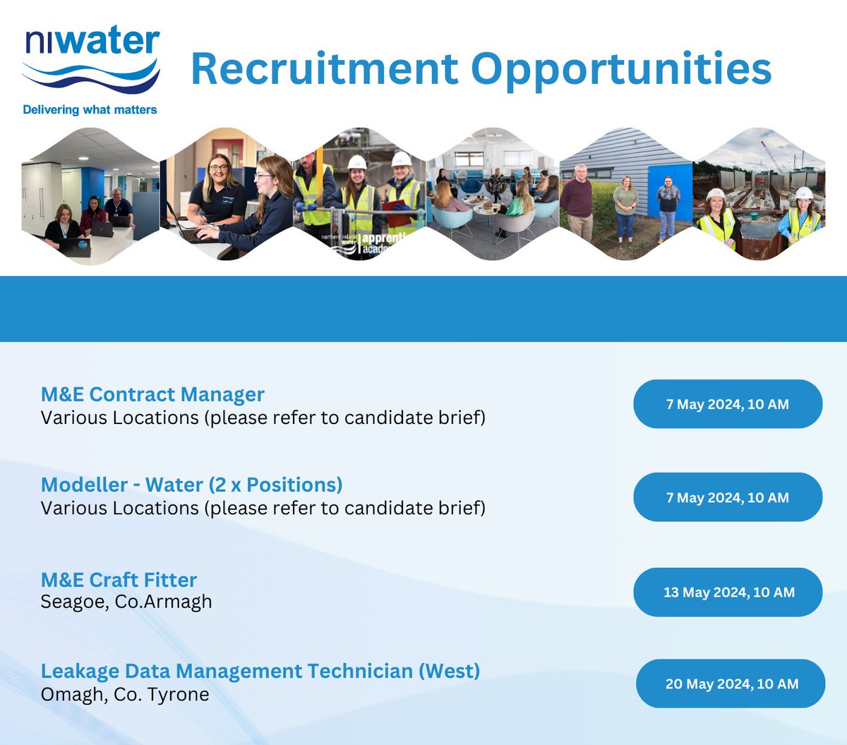 We’ve exciting opportunities for you to join NI Water. With us, you’ll find more than just a job – you’ll find a purpose! Check out our latest job opportunities at the NI Water Careers page - orlo.uk/ntVgk
#hiring #career #nijobs #northernireland #niwater