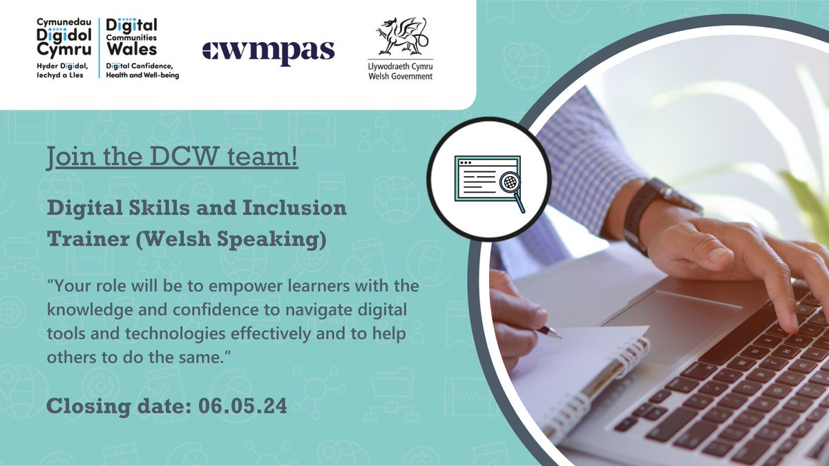 Don't miss out on becoming our Welsh-speaking Digital Skills and Inclusion Trainer 💡 Enhance digital skills, confidence, and motivation working with the public and third sectors. Make final touches to your application by Monday! 💼: buff.ly/3UFVcRZ