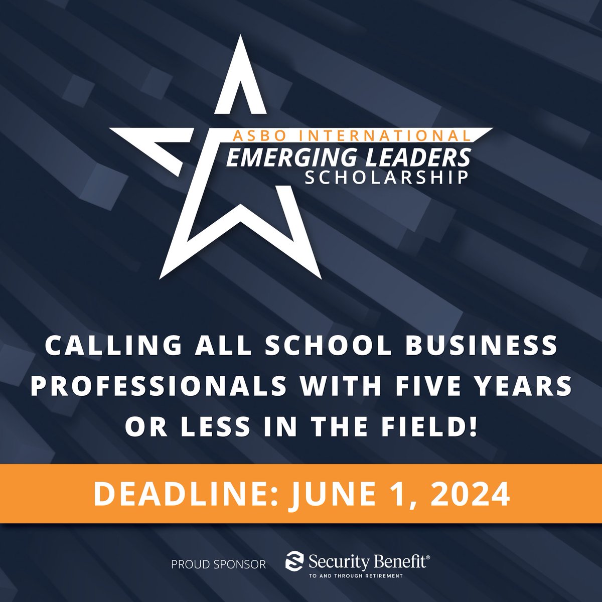 Commend a rising star in #schoolbusiness with 5 years or less in the field & help pave their way to leadership excellence! ⭐ 20 recipients will be awarded an #ASBOScholarship to attend #ASBOACE24. Deadline is June 1: asbointl.org/scholarship Proud Sponsor: @securitybenefit