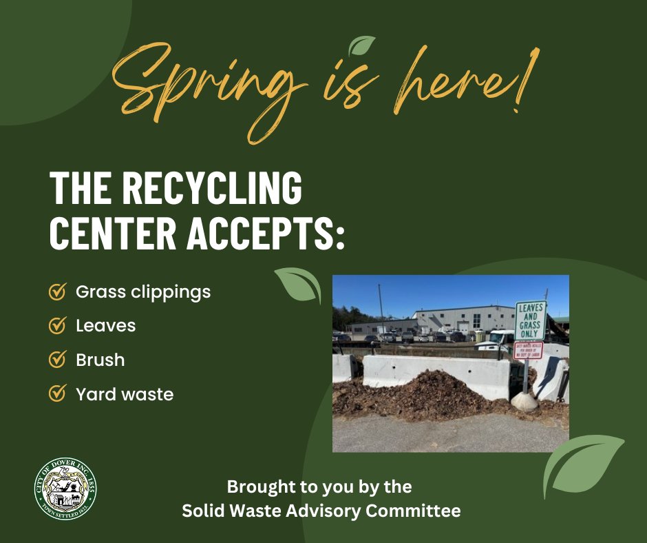 The Recycling Center, located at 265 Mast Road, accepts grass clippings, leaves, brush and yard waste. It is open on Tuesday, Thursday, and Saturday from 8:30 a.m. to 3:30 p.m. For more information, call Community Services at 603-516-6450.