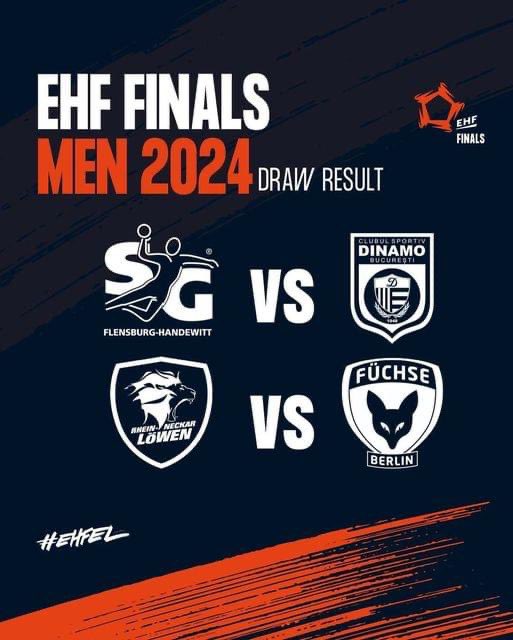 HANDBAL / EHF Finals Men 2024 Hamburg. Tragere la sorți. 🔥Jucăm cu @SGFleHa în semifinală pe 25 mai! #Dinamo #handball