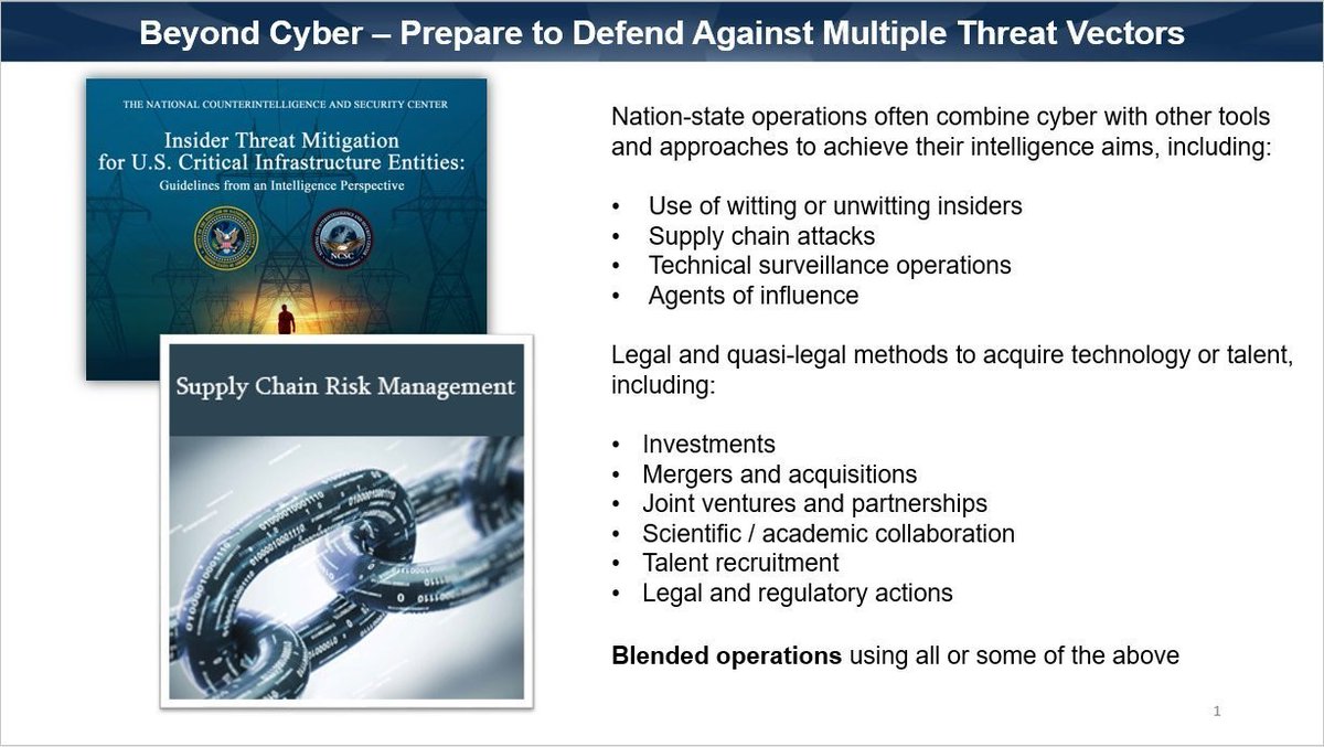 While #cyber threats to U.S. companies are a key attack vector, private sector entities should also be prepared to defend against other tools and approaches used by nation-state actors to acquire #technology and talent.