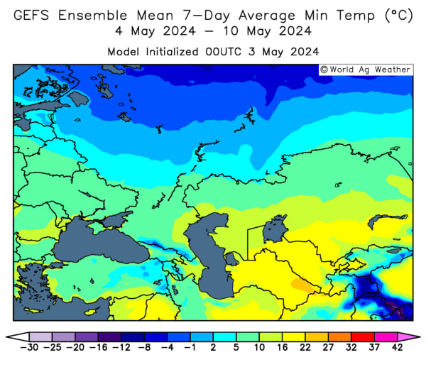 On top of Russian South dryness, here's another story to spook some #wheat shorts. The Center (#2 wheat grower) faces freezing temps (-3C / 27F) this weekend.

We'll talk about this in today's sizov.report weekly note.

#oatt #sizovreport #agwx