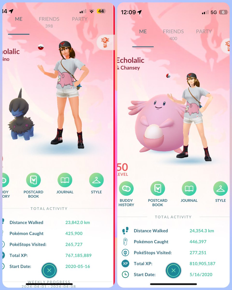 #April2024 

Catches: 20,497 (683.23 daily average)
Xp: 43,719,298 (1,457,309 daily average)

Good month for xp, below average month for catches. 

Another moment to remember the old (better) avatars 😔 #pokemongo