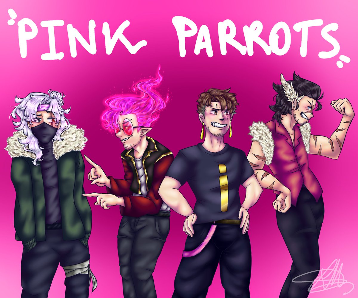 Hi! I think I spent 16 hours on this drawing... I hope you like it! 
Go team Pink Parrots!!!

[@EthoLP @TangoTekLP @impulseSV @theskizzleman]
[#ethoslabfanart #tangotekfanart #impulsesvfanart #skizzlemanfanart #teampinkparrots #mcc #minecraftchampionship]