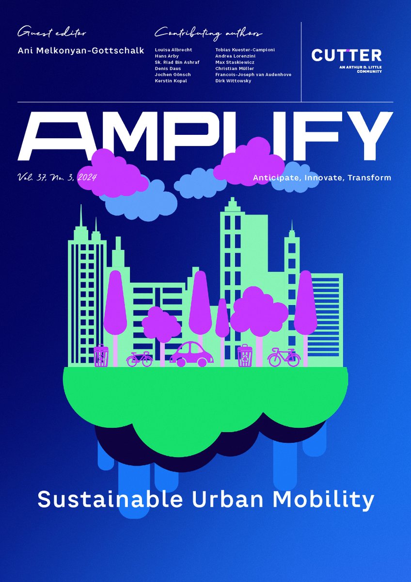 New Amplify: Sustainable Urban Mobility! With GE Prof Ani Melkonyan, it features insight and strategies to move towards a more accessible & resilient urban mobility future.  Read the issue: cutter.com/journals/ampli… #mobility #sustainableurbanmobility #maas #NetZero #cityplanning