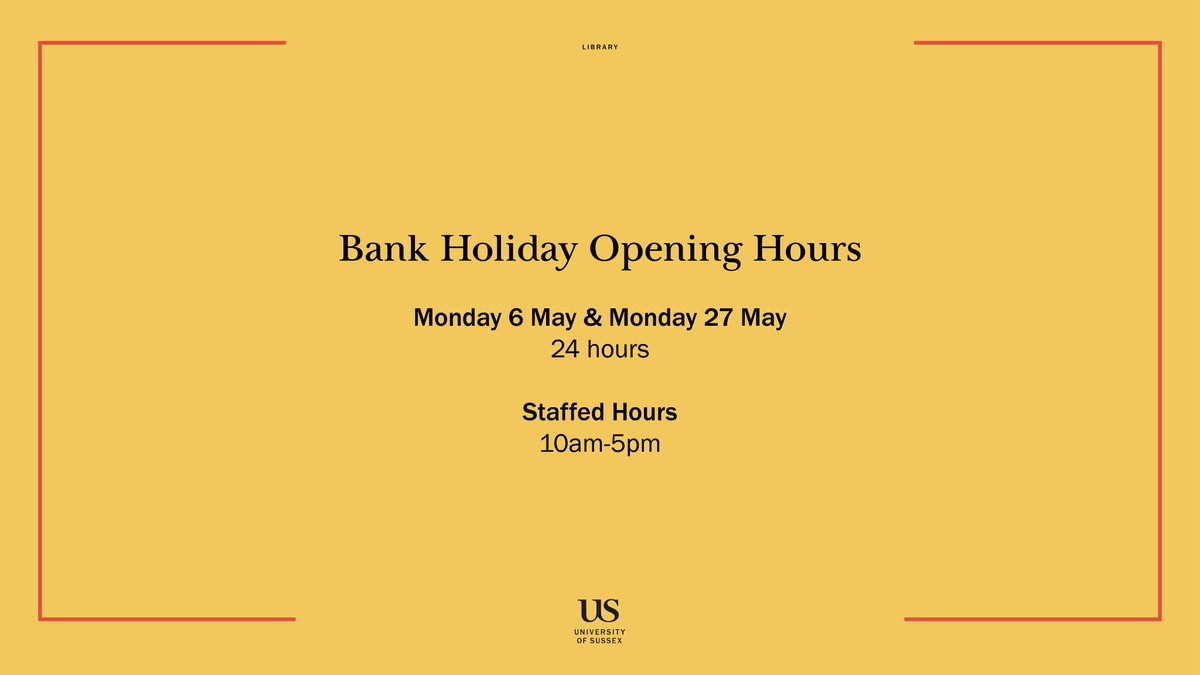 The library will remain open 24 hours this Bank Holiday Monday, however it will only be staffed between 10am-5pm. #BankHoliday #MayBankHoliday #OpeningHours